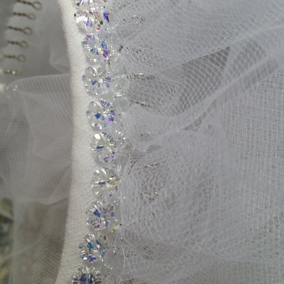 New Handmade White Wedding Veil with luxurious Swarovski Crystals main image 11